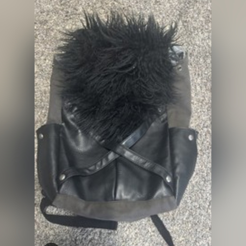 Game Of Thrones Jon Snow Black and Gray Faux Fur Backpack